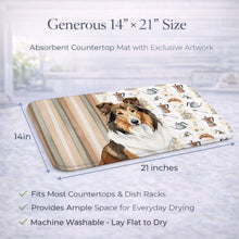 Load image into Gallery viewer, Sable Collie Coffee Bar Dish Drying Mat