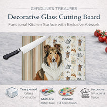 Load image into Gallery viewer, Sable Collie Coffee Bar Glass Cutting Board