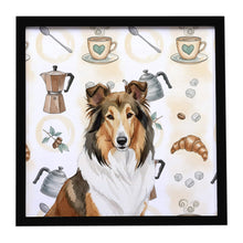 Load image into Gallery viewer, Sable Collie Coffee Bar Framed Metal Print