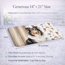 Load image into Gallery viewer, Tricolor Collie Coffee Bar Dish Drying Mat