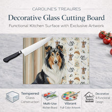 Load image into Gallery viewer, Tricolor Collie Coffee Bar Glass Cutting Board