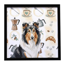 Load image into Gallery viewer, Tricolor Collie Coffee Bar Framed Metal Print