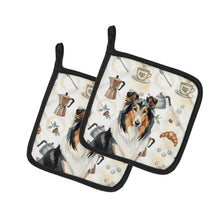 Load image into Gallery viewer, Tricolor Collie Coffee Bar Pair of Pot Holders
