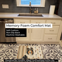 Load image into Gallery viewer, Tricolor Collie Coffee Bar Memory Foam Kitchen Mat