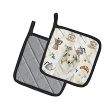Load image into Gallery viewer, White Collie Coffee Bar Pair of Pot Holders