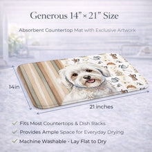 Load image into Gallery viewer, Coton de Tulear Coffee Bar Dish Drying Mat
