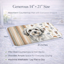 Load image into Gallery viewer, White with Gray Coton de Tulear Coffee Bar Dish Drying Mat