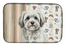 Load image into Gallery viewer, White with Gray Coton de Tulear Coffee Bar Dish Drying Mat
