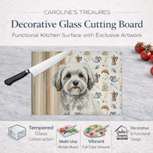 Load image into Gallery viewer, White with Gray Coton de Tulear Coffee Bar Glass Cutting Board