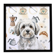 Load image into Gallery viewer, White with Gray Coton de Tulear Coffee Bar Framed Metal Print