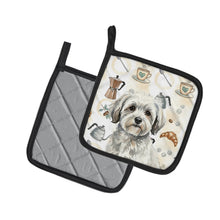 Load image into Gallery viewer, White with Gray Coton de Tulear Coffee Bar Pair of Pot Holders