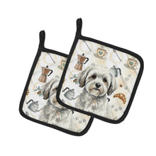 Load image into Gallery viewer, White with Gray Coton de Tulear Coffee Bar Pair of Pot Holders
