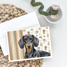 Load image into Gallery viewer, Black and Tan Dachshund Coffee Bar Greeting Cards Pack of 8