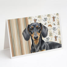 Load image into Gallery viewer, Black and Tan Dachshund Coffee Bar Greeting Cards Pack of 8