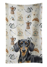 Load image into Gallery viewer, Black and Tan Dachshund Coffee Bar Kitchen Towel