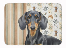 Load image into Gallery viewer, Black and Tan Dachshund Coffee Bar Memory Foam Kitchen Mat