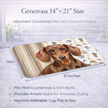 Load image into Gallery viewer, Chocolate and Tan Dachshund Coffee Bar Dish Drying Mat