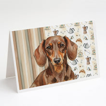 Load image into Gallery viewer, Chocolate and Tan Dachshund Coffee Bar Greeting Cards Pack of 8