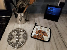 Load image into Gallery viewer, Chocolate and Tan Dachshund Coffee Bar Pair of Pot Holders