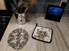 Load image into Gallery viewer, Dapple Dachshund Coffee Bar Pair of Pot Holders