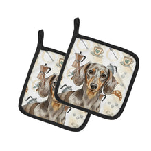 Load image into Gallery viewer, Dapple Dachshund Coffee Bar Pair of Pot Holders
