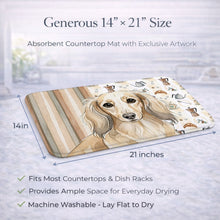 Load image into Gallery viewer, Longhaired Cream Dachshund Coffee Bar Dish Drying Mat