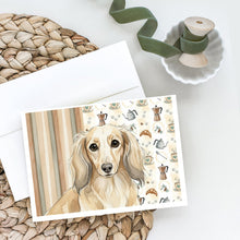 Load image into Gallery viewer, Longhaired Cream Dachshund Coffee Bar Greeting Cards Pack of 8