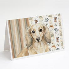 Load image into Gallery viewer, Longhaired Cream Dachshund Coffee Bar Greeting Cards Pack of 8