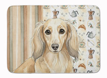 Load image into Gallery viewer, Longhaired Cream Dachshund Coffee Bar Memory Foam Kitchen Mat
