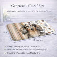 Load image into Gallery viewer, Longhaired Dapple Dachshund Coffee Bar Dish Drying Mat