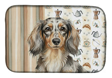 Load image into Gallery viewer, Longhaired Dapple Dachshund Coffee Bar Dish Drying Mat