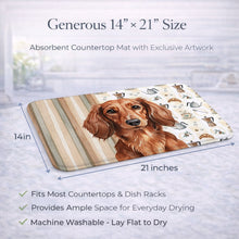 Load image into Gallery viewer, Longhaired Red Dachshund Coffee Bar Dish Drying Mat