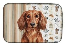Load image into Gallery viewer, Longhaired Red Dachshund Coffee Bar Dish Drying Mat