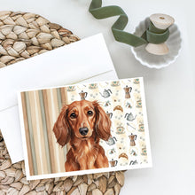 Load image into Gallery viewer, Longhaired Red Dachshund Coffee Bar Greeting Cards Pack of 8