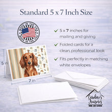 Load image into Gallery viewer, Longhaired Red Dachshund Coffee Bar Greeting Cards Pack of 8