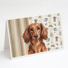 Load image into Gallery viewer, Longhaired Red Dachshund Coffee Bar Greeting Cards Pack of 8
