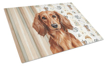 Load image into Gallery viewer, Longhaired Red Dachshund Coffee Bar Glass Cutting Board