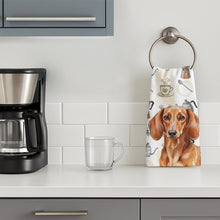 Load image into Gallery viewer, Red Brown Dachshund Coffee Bar Kitchen Towel