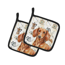Load image into Gallery viewer, Red Brown Dachshund Coffee Bar Pair of Pot Holders