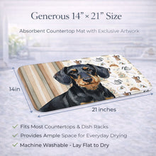 Load image into Gallery viewer, Wirehaired Black and Tan Dachshund Coffee Bar Dish Drying Mat