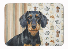 Load image into Gallery viewer, Wirehaired Black and Tan Dachshund Coffee Bar Memory Foam Kitchen Mat