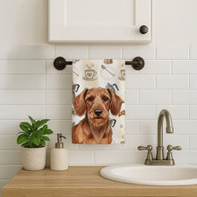 Load image into Gallery viewer, Wirehaired Red Dachshund Coffee Bar Kitchen Towel