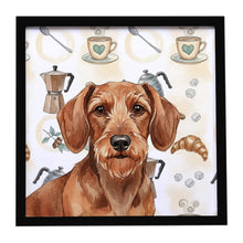 Load image into Gallery viewer, Wirehaired Red Dachshund Coffee Bar Framed Metal Print