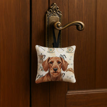 Load image into Gallery viewer, Wirehaired Red Dachshund Coffee Bar Hanging Square Fabric Ornament 3.5 × 3.5