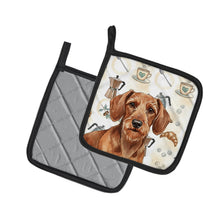 Load image into Gallery viewer, Wirehaired Red Dachshund Coffee Bar Pair of Pot Holders