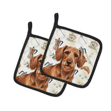 Load image into Gallery viewer, Wirehaired Red Dachshund Coffee Bar Pair of Pot Holders