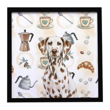 Load image into Gallery viewer, Liver Dalmatian Coffee Bar Framed Metal Print