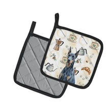 Load image into Gallery viewer, Blue Doberman Pinscher Coffee Bar Pair of Pot Holders