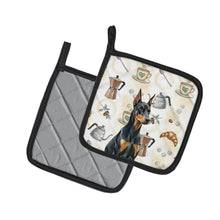 Load image into Gallery viewer, Doberman Pinscher Coffee Bar Pair of Pot Holders