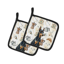 Load image into Gallery viewer, Doberman Pinscher Coffee Bar Pair of Pot Holders